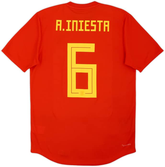 2018-19 Spain Authentic Home Shirt A. Iniesta #6 - 8/10 - (M)