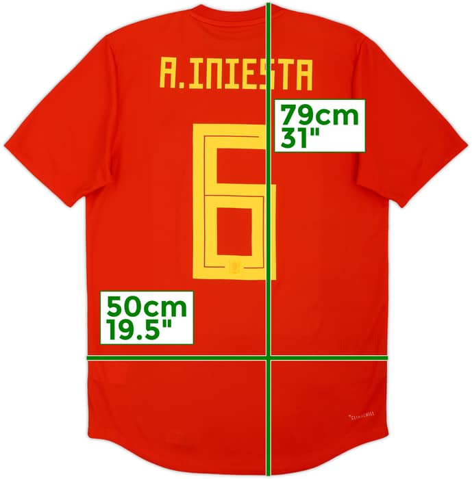 2018-19 Spain Authentic Home Shirt A. Iniesta #6 - 8/10 - (M)
