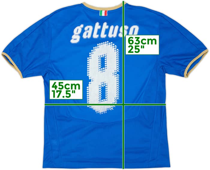 2007-08 Italy Home Shirt Gattuso #8 - 4/10 - (XL.Boys)