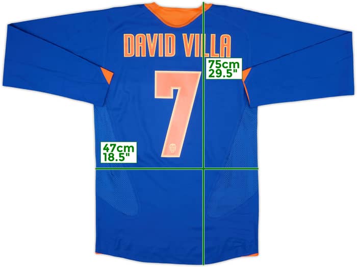 2005-06 Valencia Player Issue Away L/S Shirt David Villa #7 - 6/10 - (S)