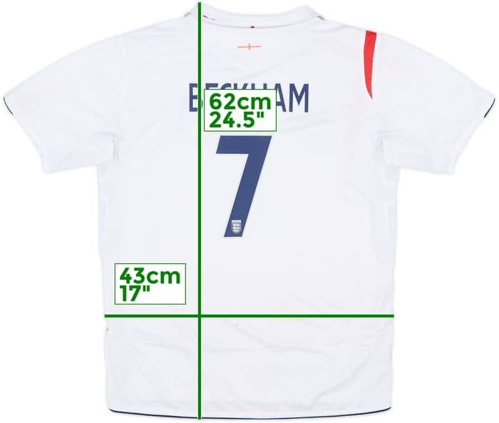 2005-07 England Home Shirt Beckham #7 - 5/10 - (L.Boys)