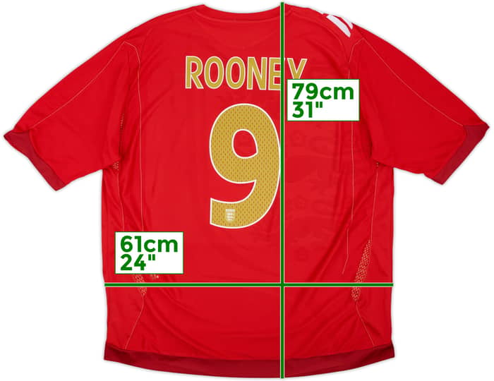 2006-08 England Away Shirt Rooney #9 - 4/10 - (XXL)