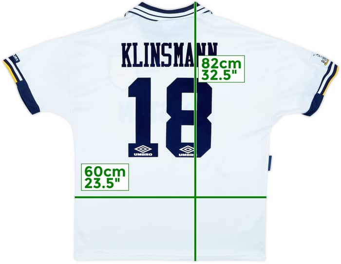 1993-95 Tottenham Home Shirt Klinsmann #18 - 9/10 - (XL)