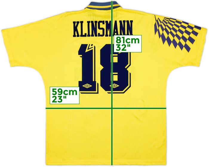 1991-95 Tottenham Away Shirt Klinsmann #18 - 7/10 - (XL)