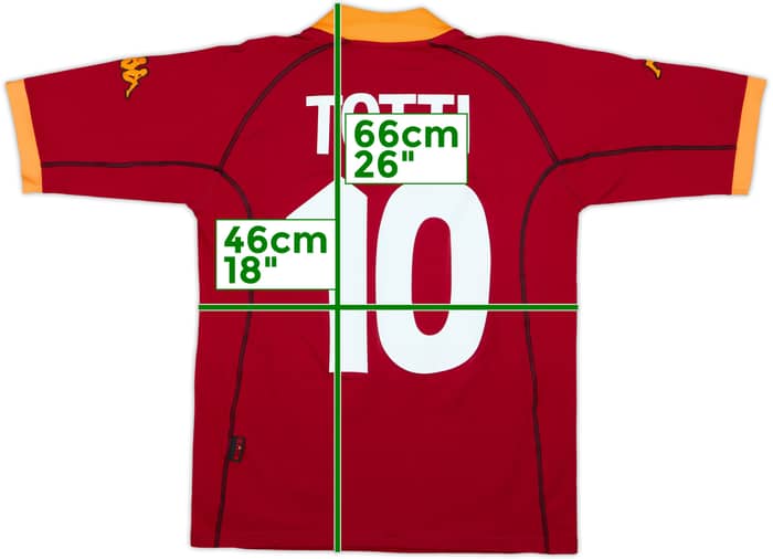 2001-02 Roma Camiseta Local Totti #10 - 7/10 - (M)
