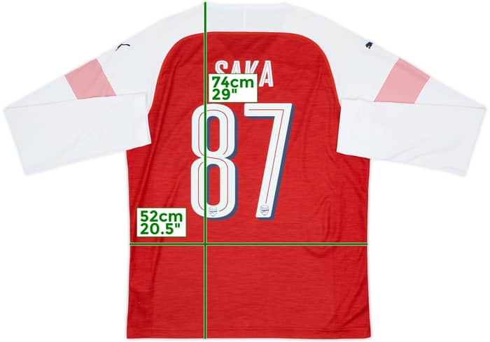 2018-19 Arsenal Home L/S Shirt Saka #87 - 8/10 - (L)