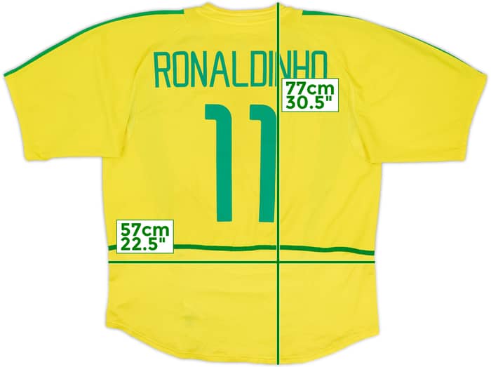 2002-04 Brazil Home Shirt Ronaldinho #11 - 6/10 - (XL)