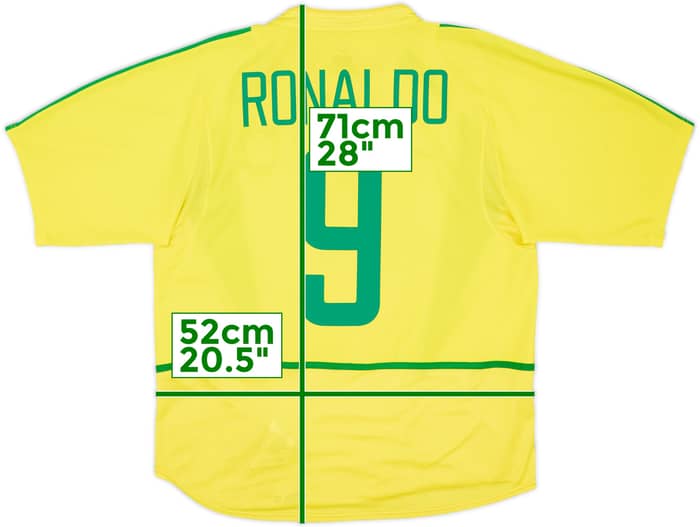 2002-04 Brazil Home Shirt Ronaldo #9 - 7/10 - (M)