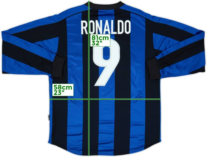 1999-00 Inter Milan Home L/S Shirt Ronaldo #9 - 9/10 - (L)