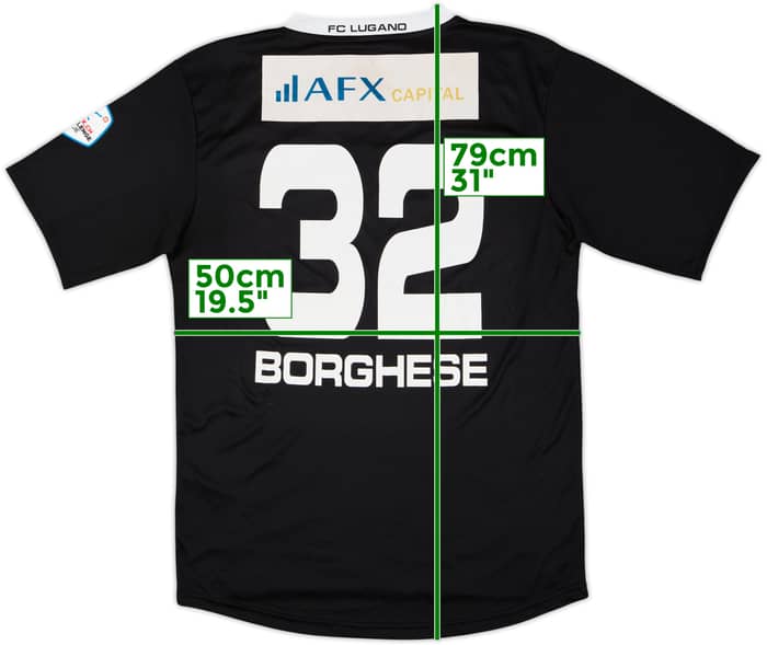 2013-14 FC Lugano Match Issue Home Shirt Borghese #32