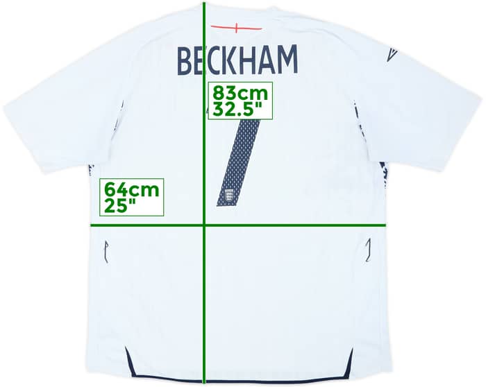 2007-09 England Home L/S Shirt Beckham #7 - 5/10 - (3XL)