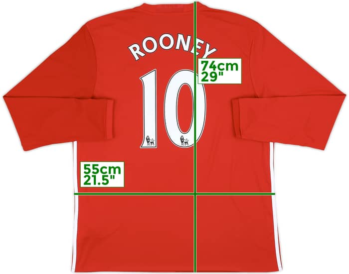 2016-17 Manchester United Home L/S Shirt Rooney #10 - 6/10 - (XL)