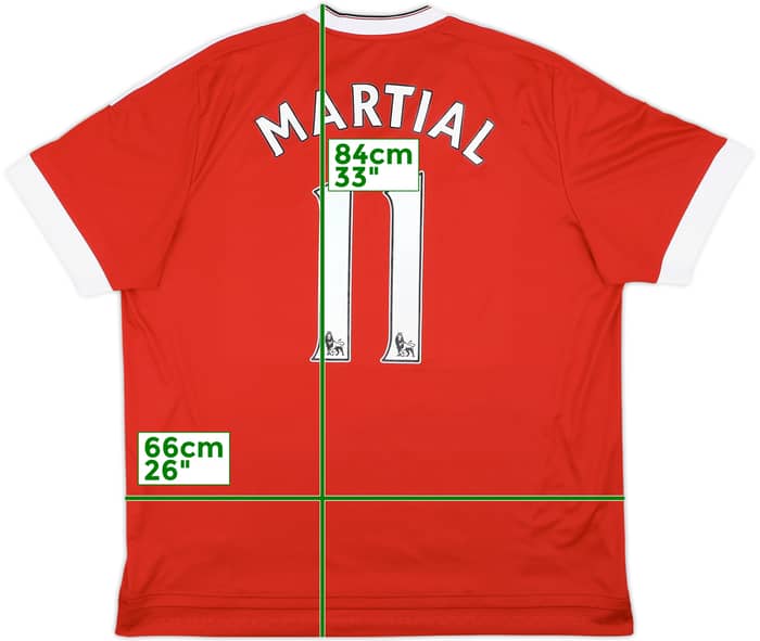 2015-16 Manchester United Home Shirt Martial #11 - 7/10 - (3XL)