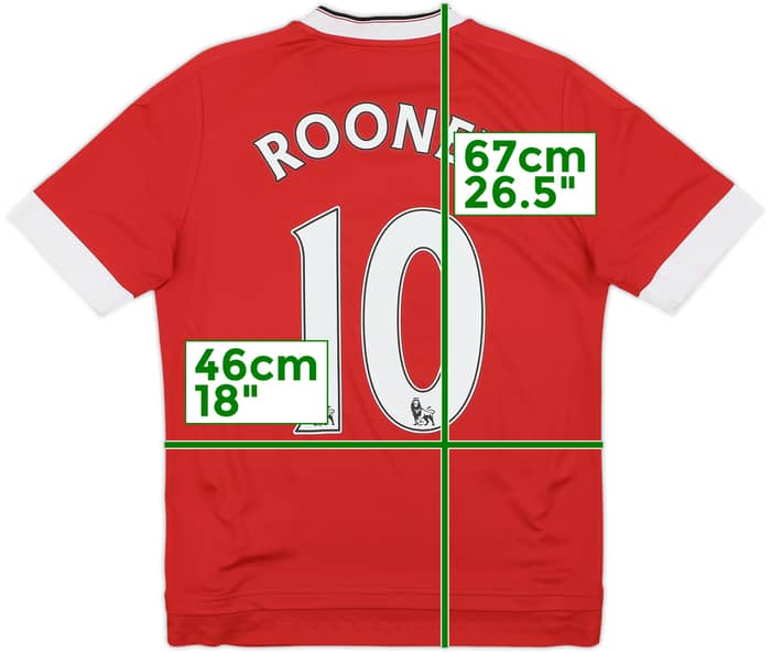 2015-16 Manchester United Home Shirt Rooney #10 - 7/10 - (L.Boys)