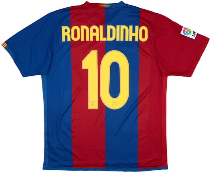 2007-08 Barcelona Home Shirt Ronaldinho #10 - 6/10 - (L)