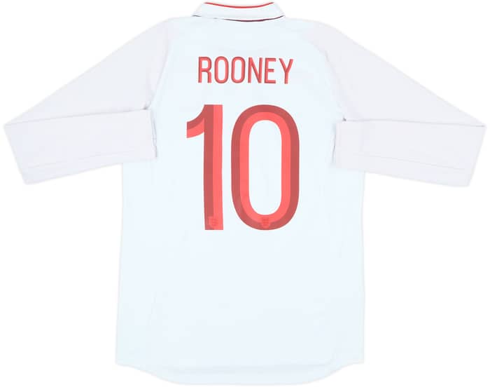 2012-13 England Home L/S Shirt Rooney #10 - 8/10 - (S)