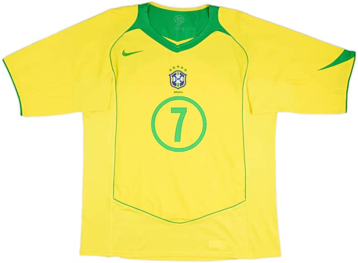 2004-06 Brazil Home Shirt Adriano #7 - 7/10 - (L)