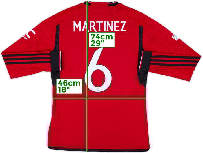 2023-24 Manchester United Authentic Home L/S Shirt Martinez #6 - 8/10 - (M)