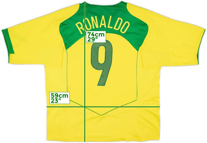 2004-06 Brazil Home Shirt Ronaldo #9 - 6/10 - (XL)