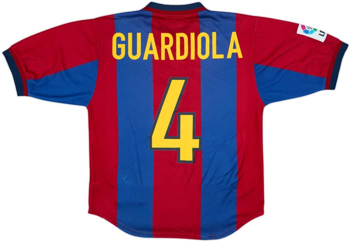 1998-00 Barcelona Home Shirt Guardiola #4 - 7/10 - (S)