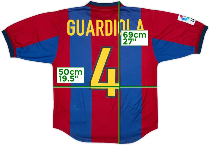 1998-00 Barcelona Home Shirt Guardiola #4 - 7/10 - (S)