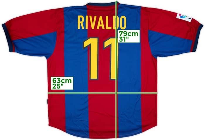 1998-00 Barcelona Home Shirt Rivaldo #11 - 9/10 - (XL)