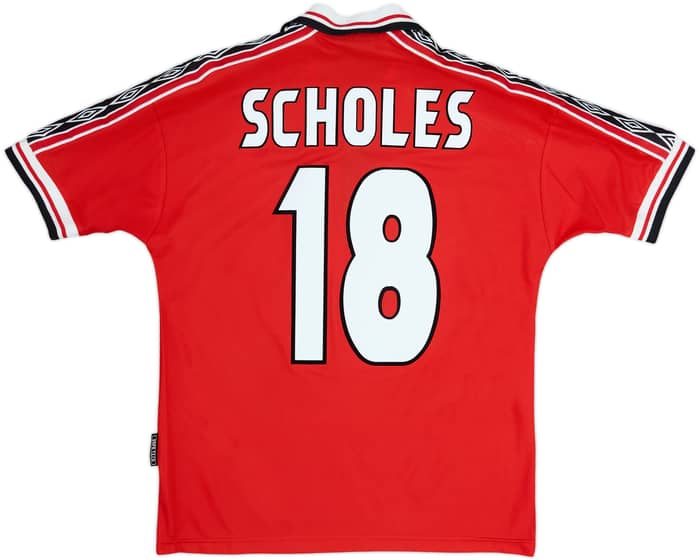 1998-00 Manchester United Home Shirt Scholes #18 - 7/10 - (Y)