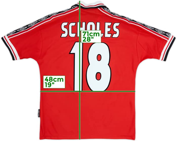 1998-00 Manchester United Home Shirt Scholes #18 - 7/10 - (Y)