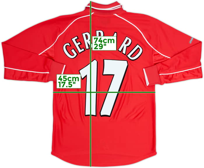 Camiseta de manga larga de local del Liverpool 2000-02 Gerrard #17 - 9/10 - (S)