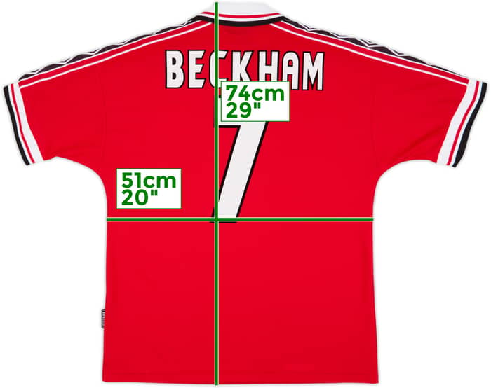 1998-00 Manchester United Home Shirt Beckham #7 - 6/10 - (M)