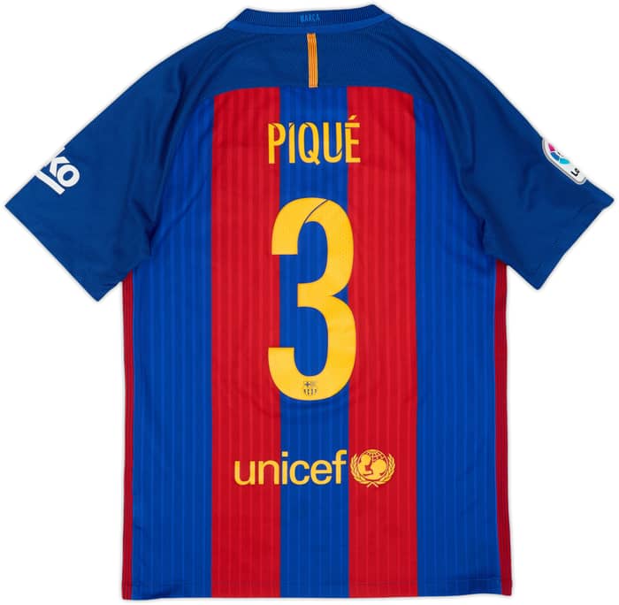 2016-17 Barcelona Home Shirt Pique #3 - 8/10 - (S)