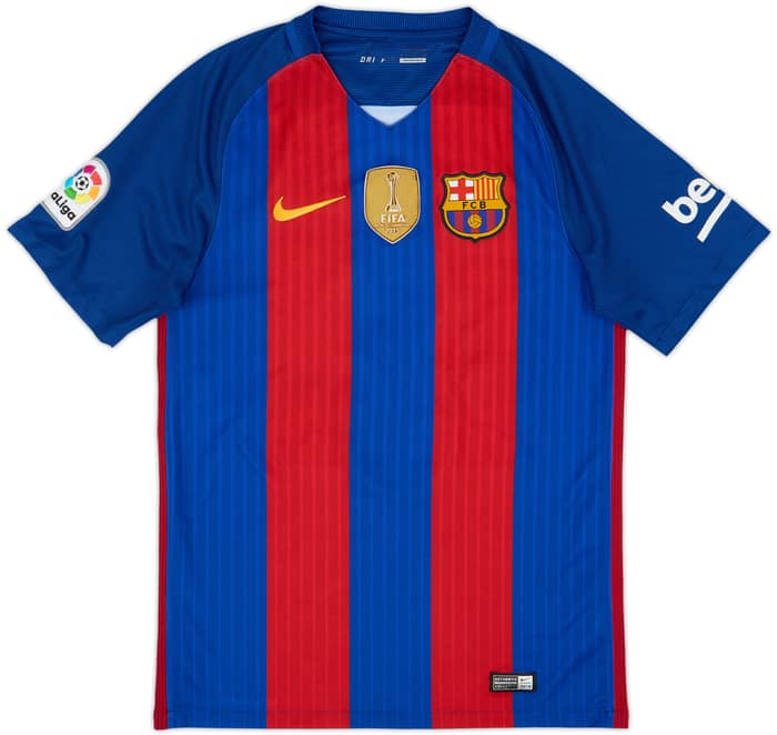 2016-17 Barcelona Home Shirt Pique #3 - 8/10 - (S)