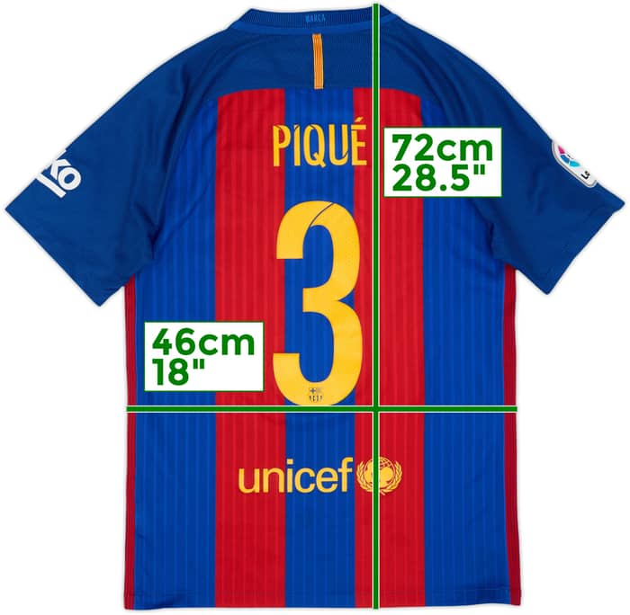 2016-17 Barcelona Home Shirt Pique #3 - 8/10 - (S)