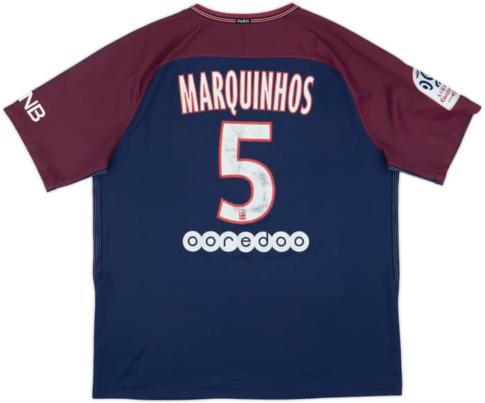 2017-18 Paris Saint-Germain Home Shirt Marquinhos #5 - 5/10 - (XL)