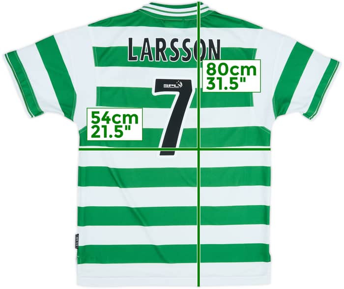 1999-01 Celtic Home Shirt Larsson #7 - 7/10 - (L)