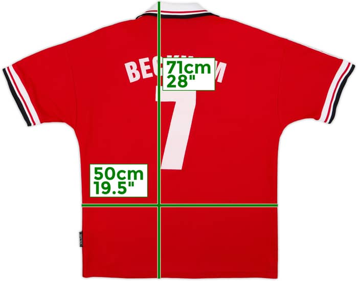1998-00 Manchester United Home Shirt Beckham #7 - 6/10 - (M)