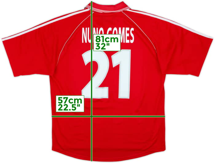 1998-99 Benfica Home Shirt Nuno Gomes #21 - 8/10 - (XL)