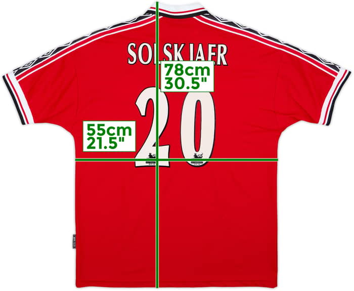 1998-00 Manchester United Home Shirt Solskjaer #20 - 8/10 - (L)