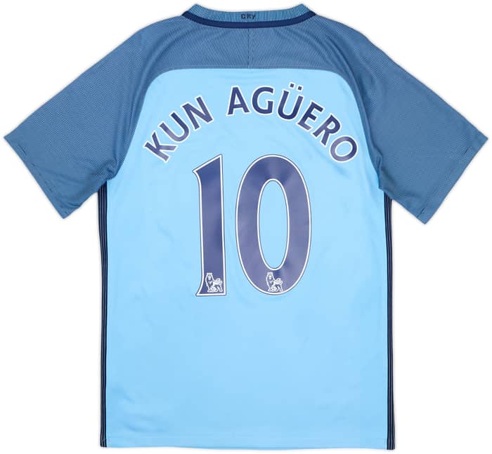 2016-17 Manchester City Home Shirt Kun Aguero #10 - 8/10 - (S)