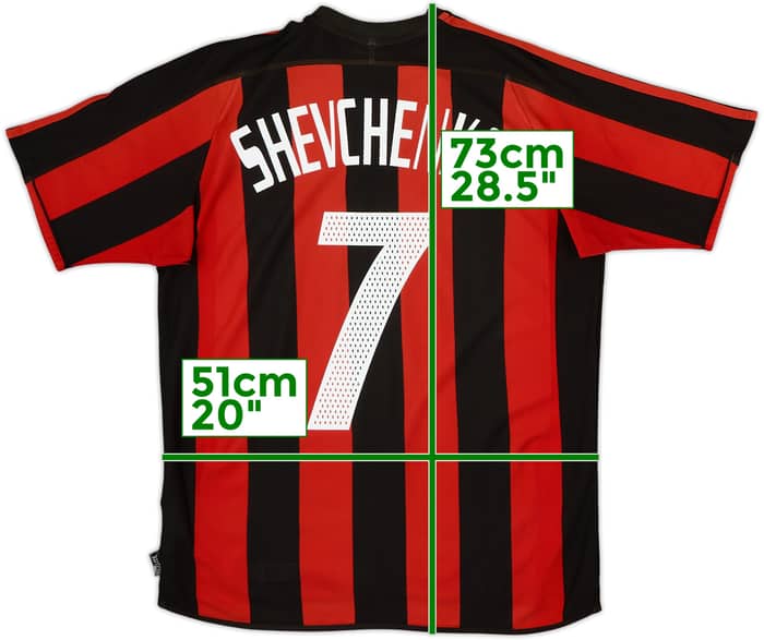 2003-04 AC Milan Home Shirt Shevchenko #7 - 6/10 - (XL.Boys)