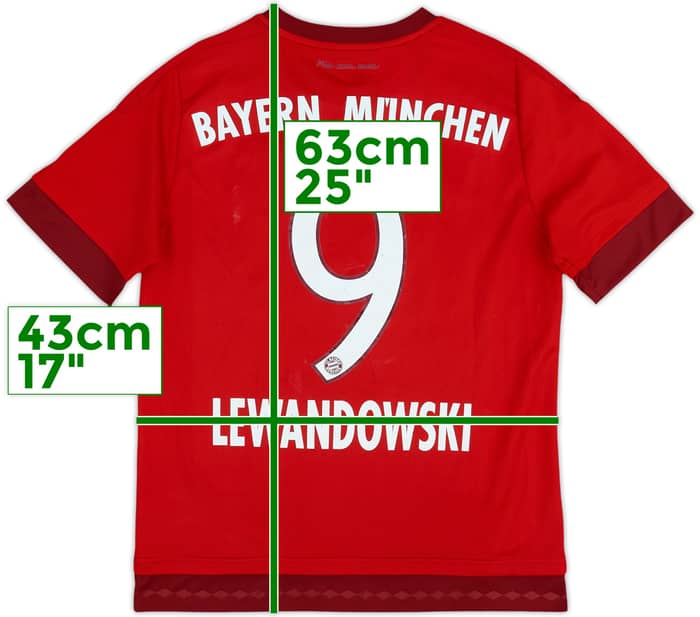 2015-16 Bayern Múnich Camiseta de local Lewandowski #9 - 6/10 - (L.Niños)