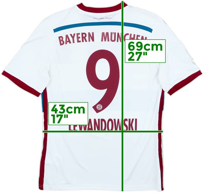 Camiseta de visitante del Bayern Munich 2014-15 Lewandowski #9 - 6/10 - (XL.Niños)