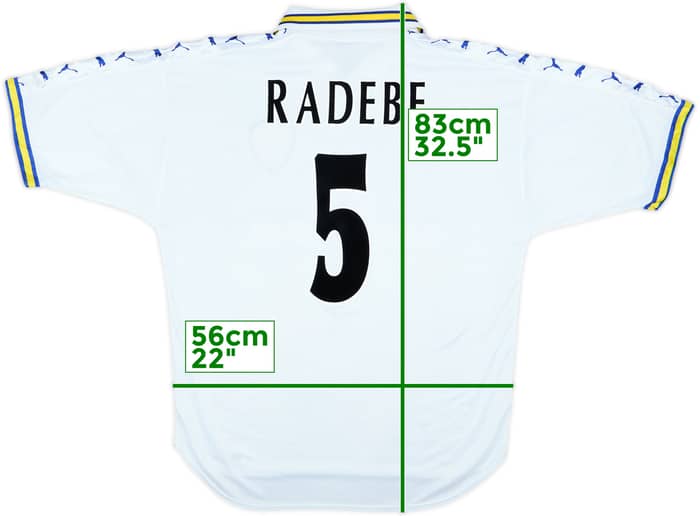1998-00 Leeds United Home Shirt Radebe #5 - 9/10 - (L)