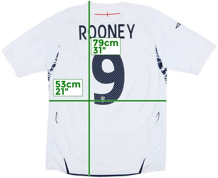 2007-09 England Home Shirt Rooney #9 - 6/10 - (L)