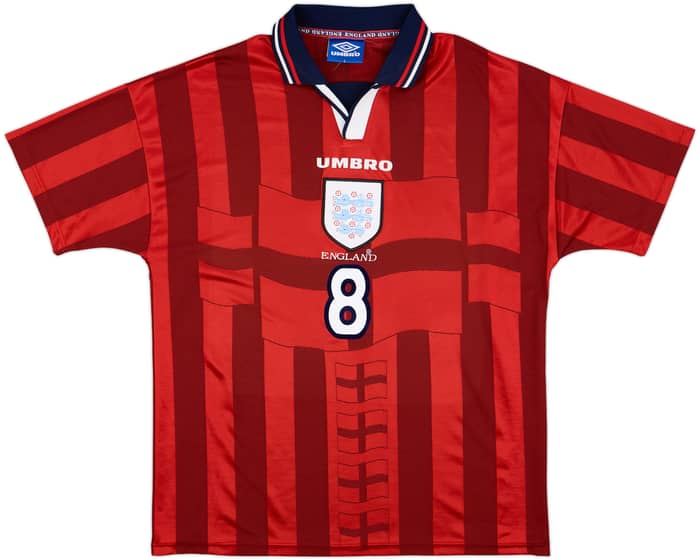 1997-99 England Away Shirt Gascoigne #8 - 9/10 - (L)