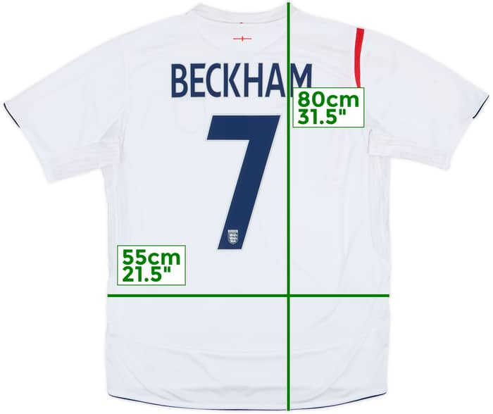 2005-07 England Home Shirt Beckham #7 - 6/10 - (L)