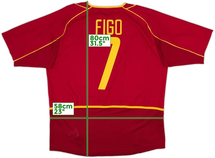 2002-04 Portugal Home Shirt Figo #7 - 9/10 - (XL)