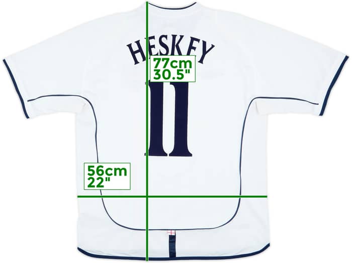 2001-03 England Home Shirt Heskey #11 - 6/10 - (L)
