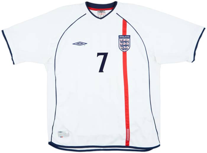 2001-03 England Home Shirt Beckham #7 - 6/10 - (XL)
