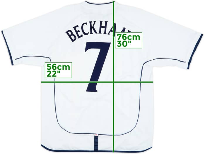 2001-03 England Home Shirt Beckham #7 - 6/10 - (XL)